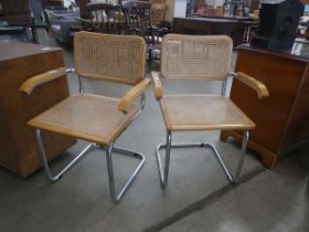 Pair of Cesca-style armchairs after Marcel Breuer