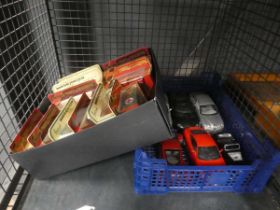 Cage containing models of Yesteryear and other diecast cars