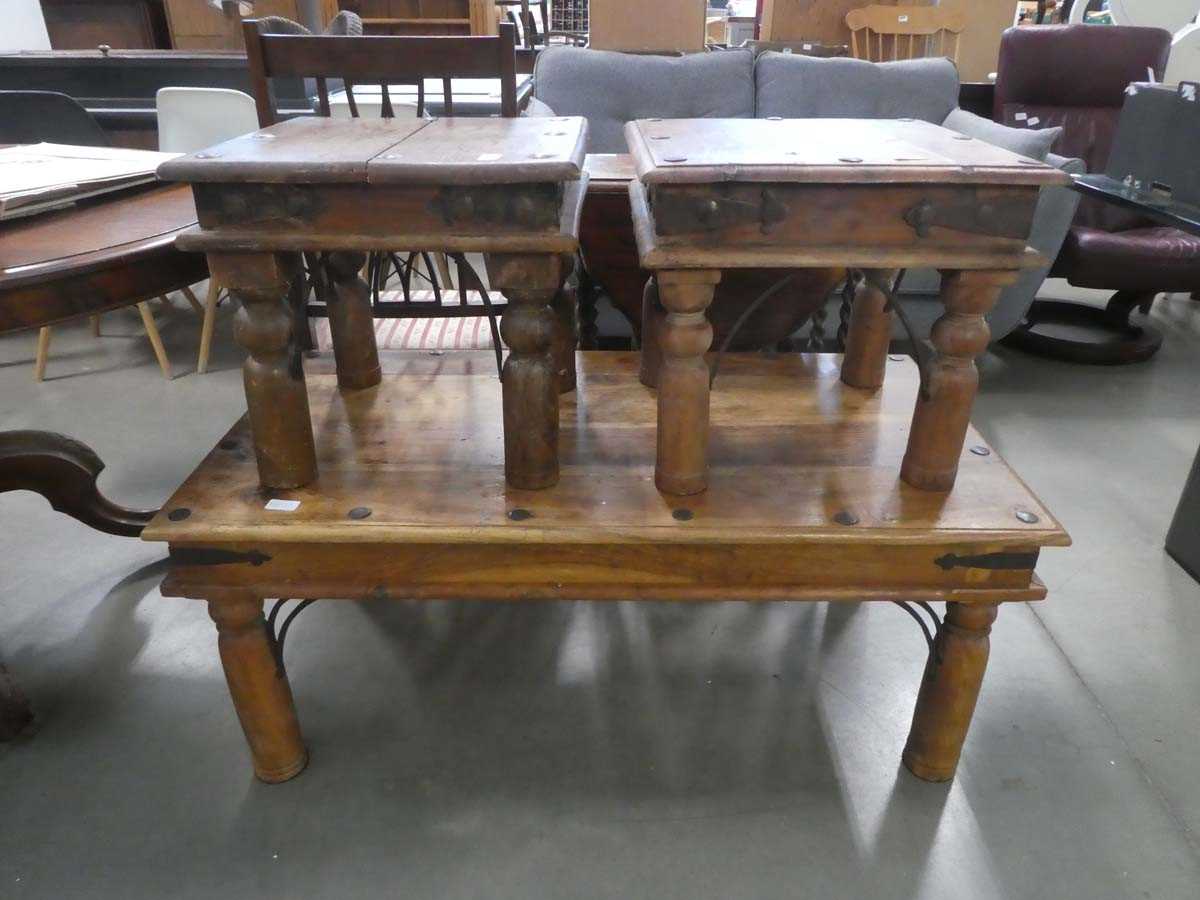 Jali coffee table plus pair of matching lamp tables