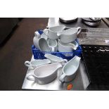 +VAT Plastic tray containing assorted sized white gravy boats and sauce boats