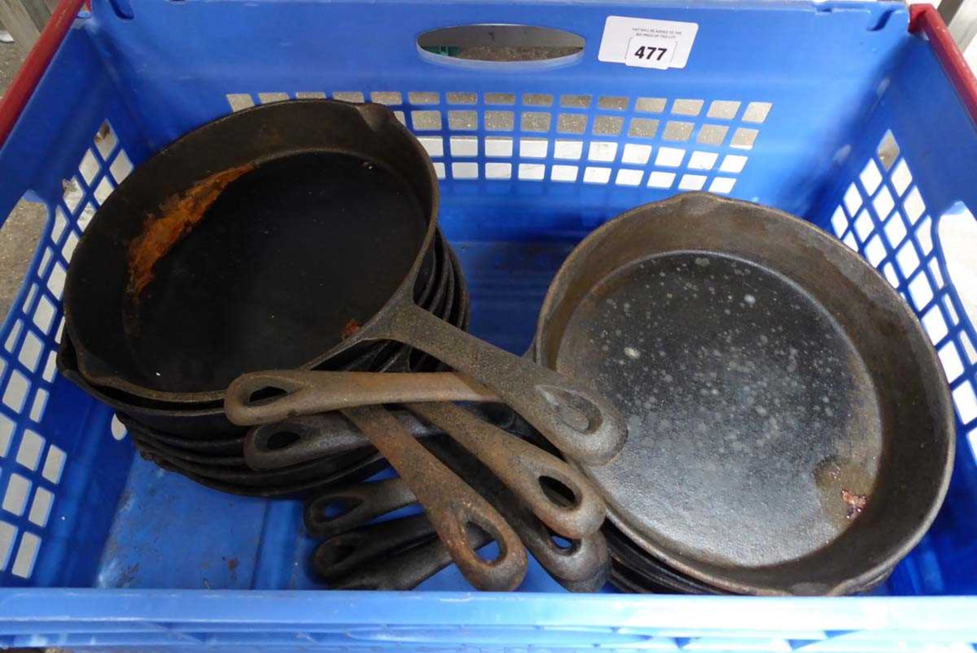 +VAT Plastic stacking crate with heavy skillets - Image 2 of 2