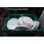 +VAT Plastic tray containing assorted round and oval white crockery