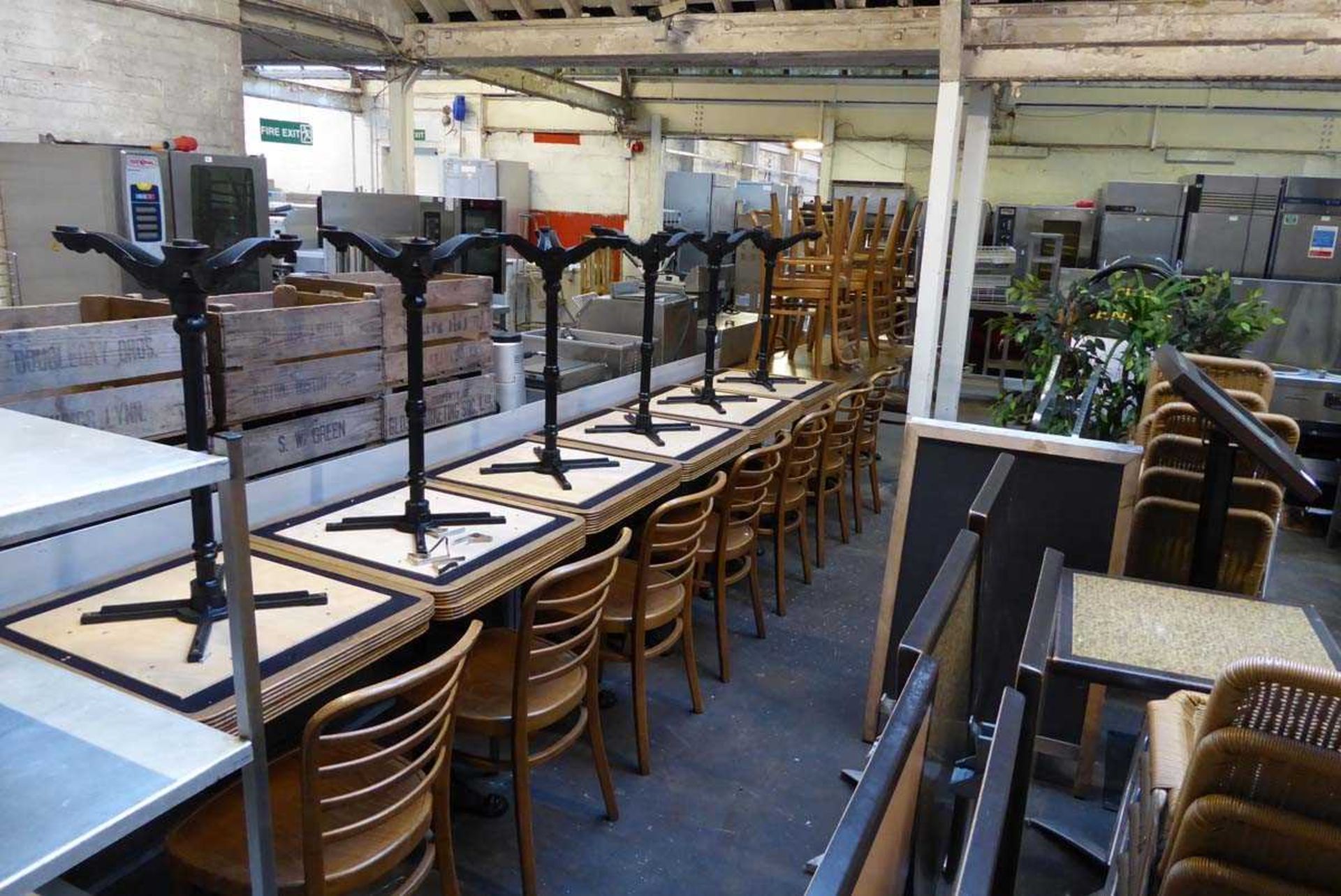 +VAT Bistro / café dining furniture, to include 15 rectangular topped and metal pedestal tables, - Image 2 of 2