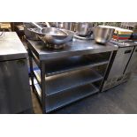+VAT 100cm stainless steel preparation table with shelves