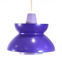 A Danish blue and lilac enamelled squat ceiling light Normal wear. Working order unknown.