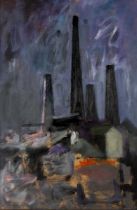 Douglas Wilson RCA (1936-2021), 'Brickworks in North Wales', signed, oil on board, image 92 x 61