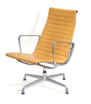 Charles & Ray Eames for Vitra, an Aluminium Group office armchair with tan upholstery, chromed frame