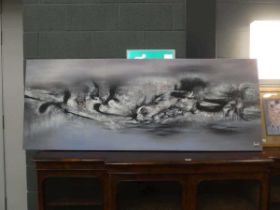 Rachel Jack (contemporary), Crashing waves, oil on canvas, 70 x 180 cm