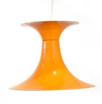 A 1970's Danish orange enamelled ceiling light Normal wear. Working order unknown.