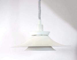 A 1970's Danish white enamelled three-tier ceiling light by Jeka