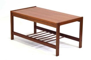 A 1970's Danish teak rectangular coffee table by Brdr Furbo, 90 x 48 cm