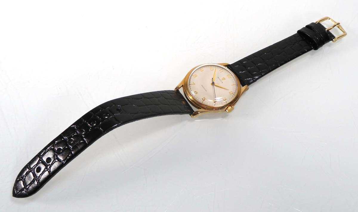 A 1970's gentleman's 9ct yellow gold wristwatch by Rolex, the circular dial with gold coloured - Image 4 of 7