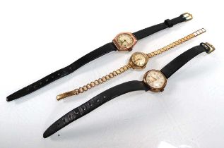 Three ladies part gold and gold plated wristwatches by Frey, Accurist and Avia (3)