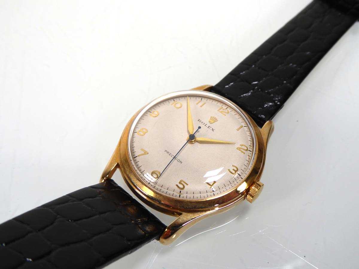 A 1970's gentleman's 9ct yellow gold wristwatch by Rolex, the circular dial with gold coloured - Image 3 of 7