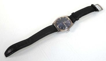 A gentleman's stainless steel automatic wristwatch by Omega, the circular blue diamond with baton