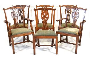 A set of Chippendale style mahogany dining chairs including two carvers (6)