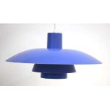 Louis Poulsen for Poul Henningsen, a 1960's Danish 1st-Edition PH4 pendant lamp in blue