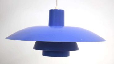 Louis Poulsen for Poul Henningsen, a 1960's Danish 1st-Edition PH4 pendant lamp in blue