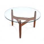 A 1960's sculptural 'Autographed Furniture' Range coffee table by Herbert E Gibbs, the circular