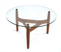 A 1960's sculptural 'Autographed Furniture' Range coffee table by Herbert E Gibbs, the circular