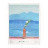After David Hockney, 'Mount Fuji and Flowers', off-set lithograph, 34 x 25 inches