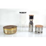 A Georg Jensen brass container and cover of oval form, together with three further Jensen '