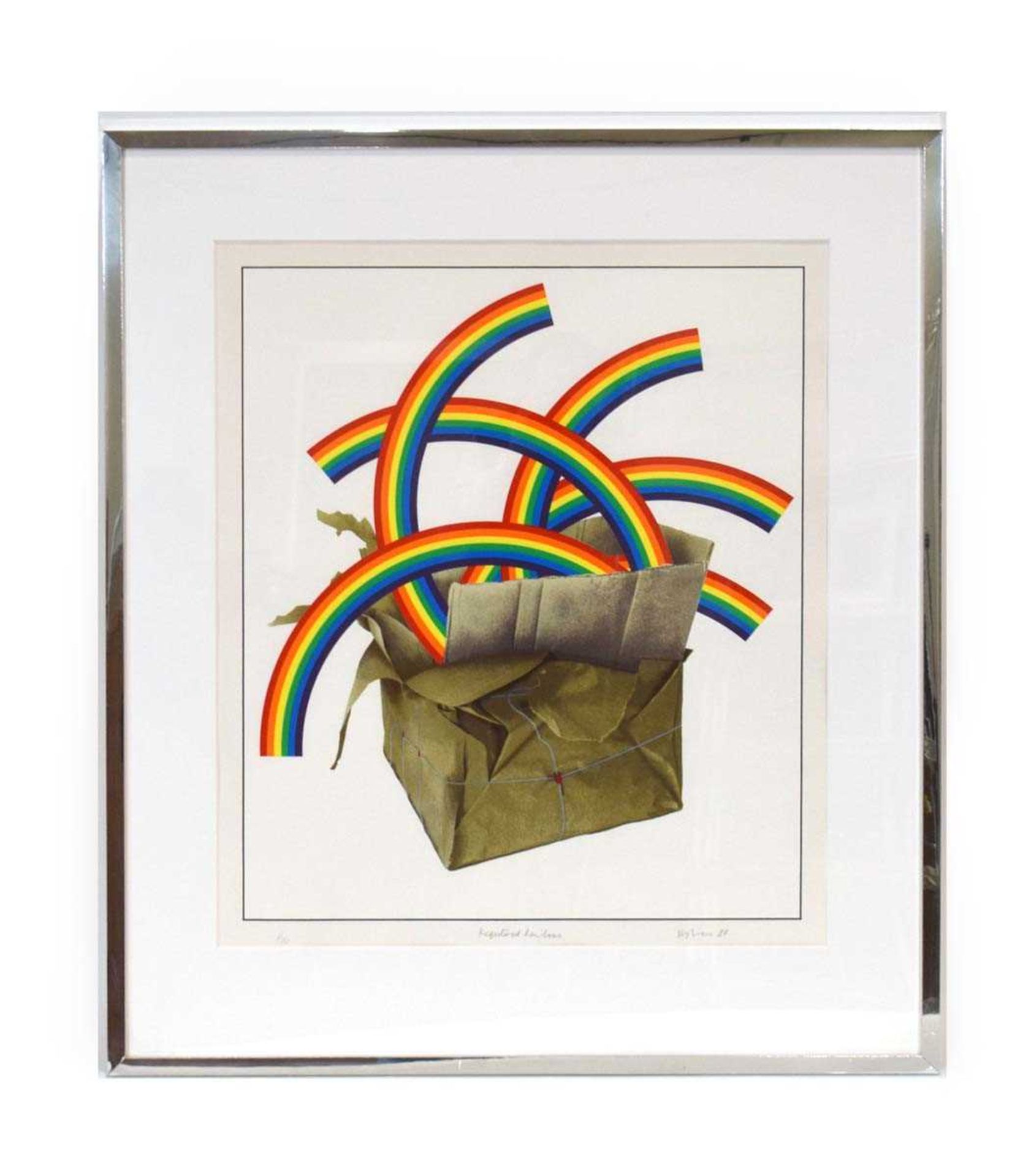 After Patrick Hughes (b. 1939), 'Registered Rainbows', signed and dated '80, numbered 1/150,