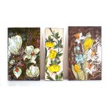 A pair of German pottery wall plaques by Ruscha decorated with floral sprays, 37 x 22 cm, together