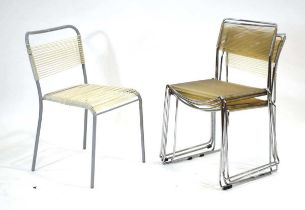 A set of four chromed 'Spaghetti' chairs together with another similar (5)