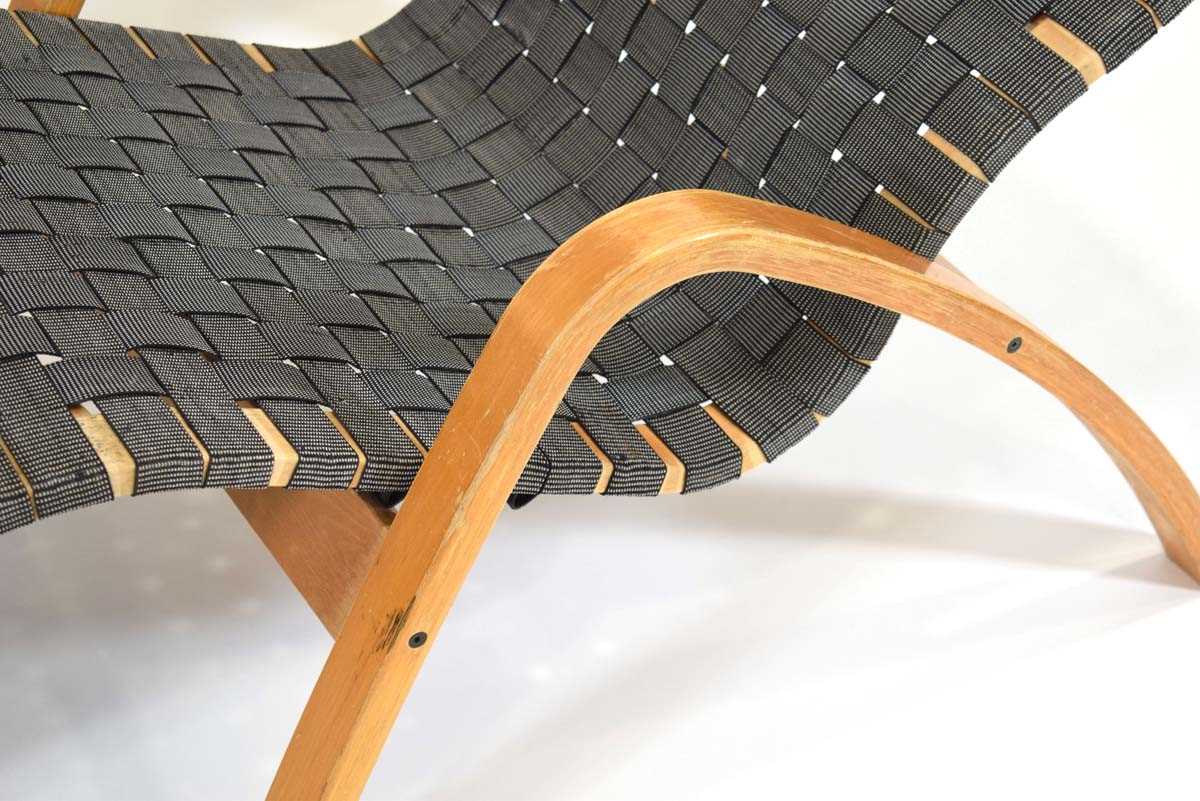 A 1960's Ikea 'Axstad' lounge chair designed by Kim Samson, the beech frame supporting a webbed seat - Image 3 of 3