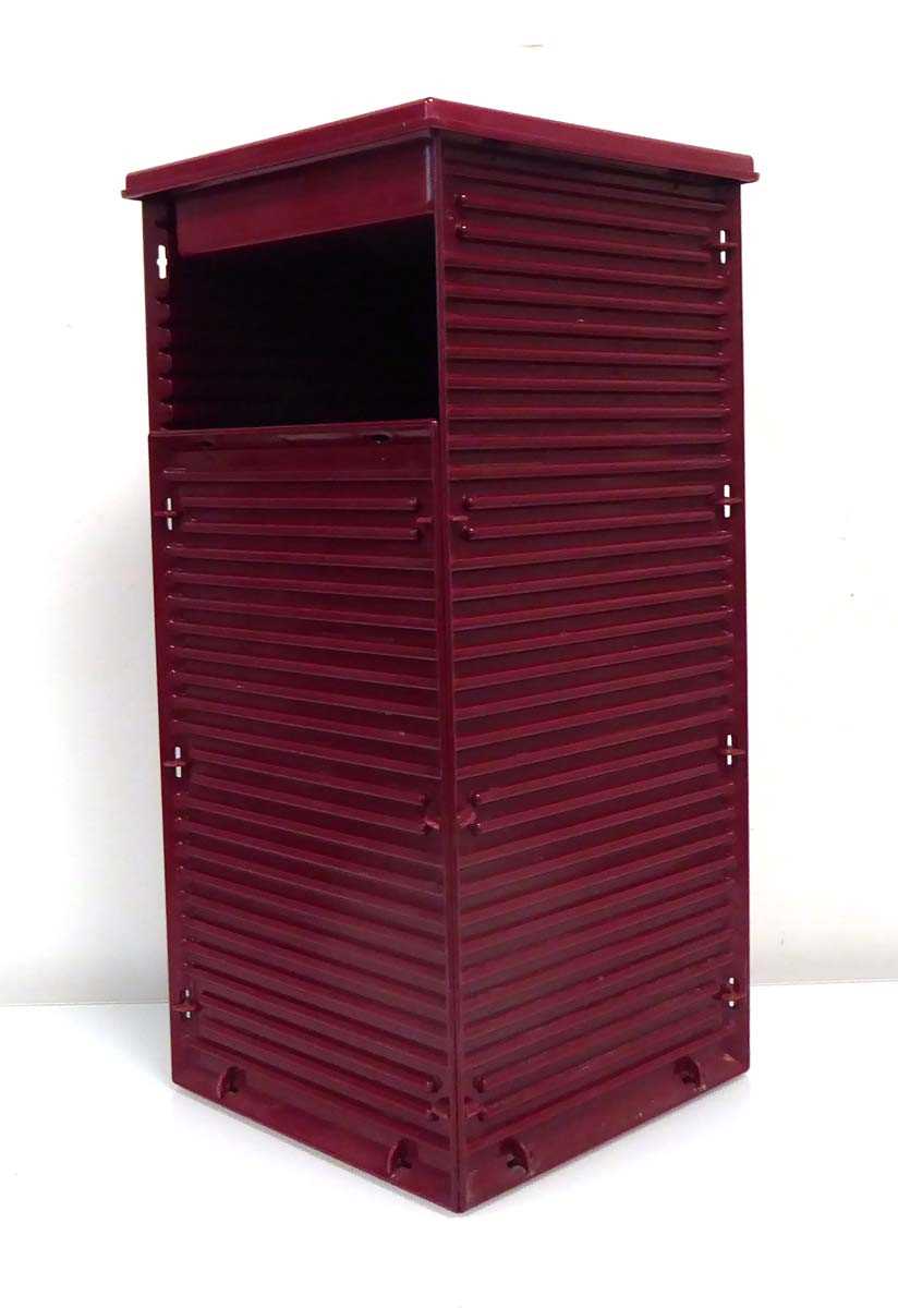 Ettore Sottsass for Olivetti, a Synthesis waste bin in burgandy, named to interior, h. 56 cm - Image 3 of 6