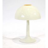 A 1960's white moulded plastic 'mushroom' table lamp in the manner of Guzzini, h. 44 cm