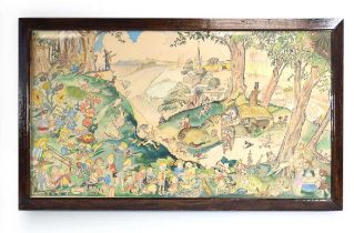 Tom Titt (1885-1956), A humorous rural scene, signed and dated 1945, watercolour and ink, image 40 x