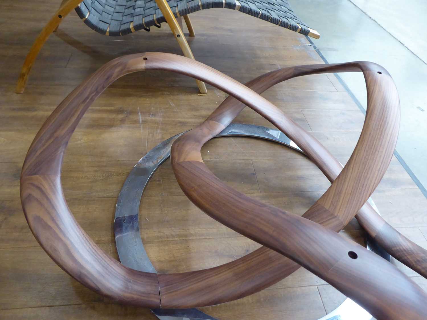 Stefano Bigi for Porada, an Italian 'Infinity' coffee table base in walnut, with the packing box - Image 6 of 8