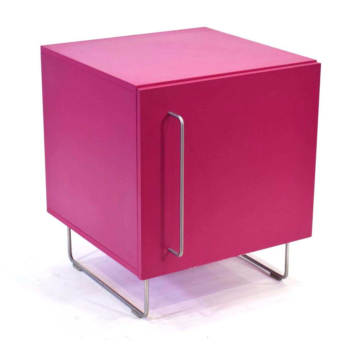 Jasper Morrison for Cappellini, a 'Plan' Range pink lacquered single-door cabinet with stainless - Image 2 of 3
