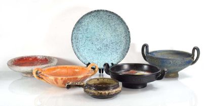 A group of 1960/70's German ceramics including three two-handled bowls, a charger and two further