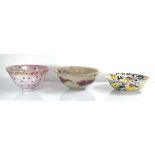 A group of three Janice Tchalenko ceramic bowls, one with impressed marks, two with Next Interiors