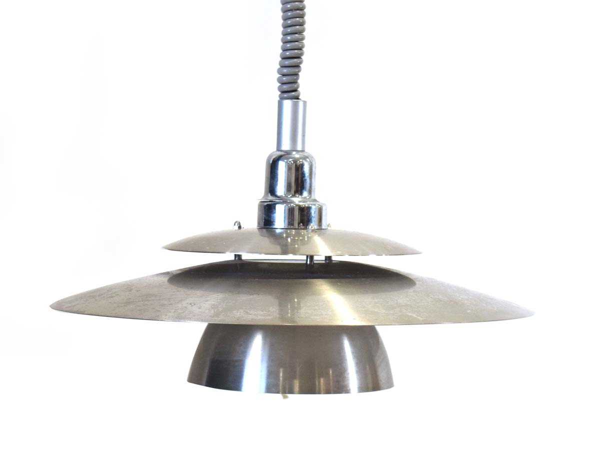 A pair of late 20th century spun aluminium two-tier ceiling lights in the manner of Louis Poulsen ( - Image 2 of 2