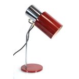 A Model 1636 red enamelled desk lamp designed by Josef Hurka for Napako, maker's marks to the shade,