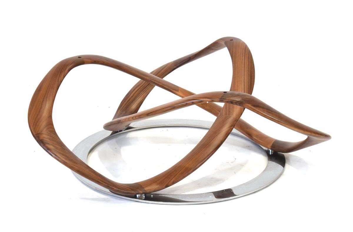 Stefano Bigi for Porada, an Italian 'Infinity' coffee table base in walnut, with the packing box