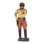 A live-size fibreglass figure modelled as an American Police officer wearing a motorcycle helmet and