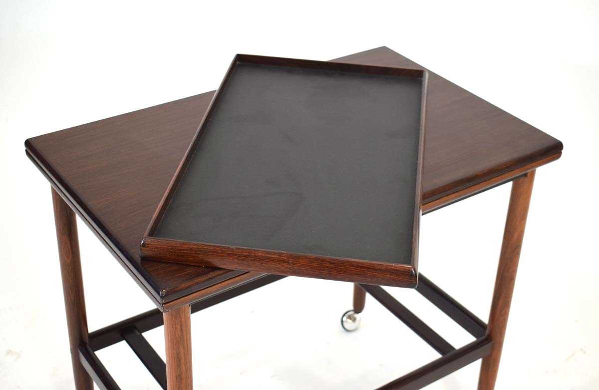 Grete Jalk (1920-2006) for Poul Jeppesen, a 1960's Danish rosewood 'flip-top' drink's trolley with a - Image 3 of 16