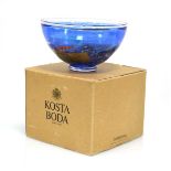 Bertil Vallien for Kosta Boda, a blue cased-glass 'Satellite' bowl, numbered 59252, di. 21 cm,