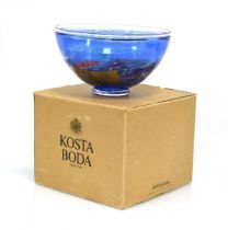 Bertil Vallien for Kosta Boda, a blue cased-glass 'Satellite' bowl, numbered 59252, di. 21 cm,