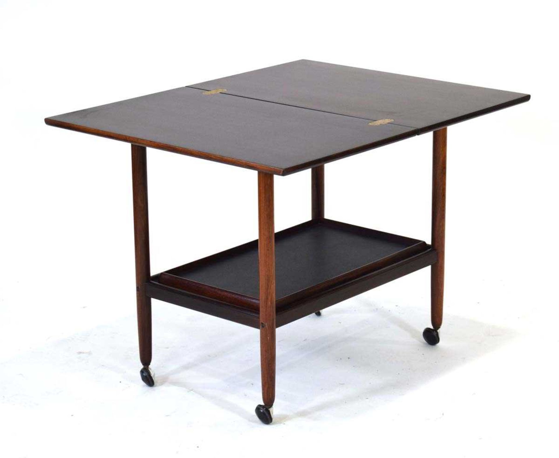 Grete Jalk (1920-2006) for Poul Jeppesen, a 1960's Danish rosewood 'flip-top' drink's trolley with a