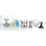 A group of German and other art glass including two Poschinger Glass iridescent vases, a Peill &