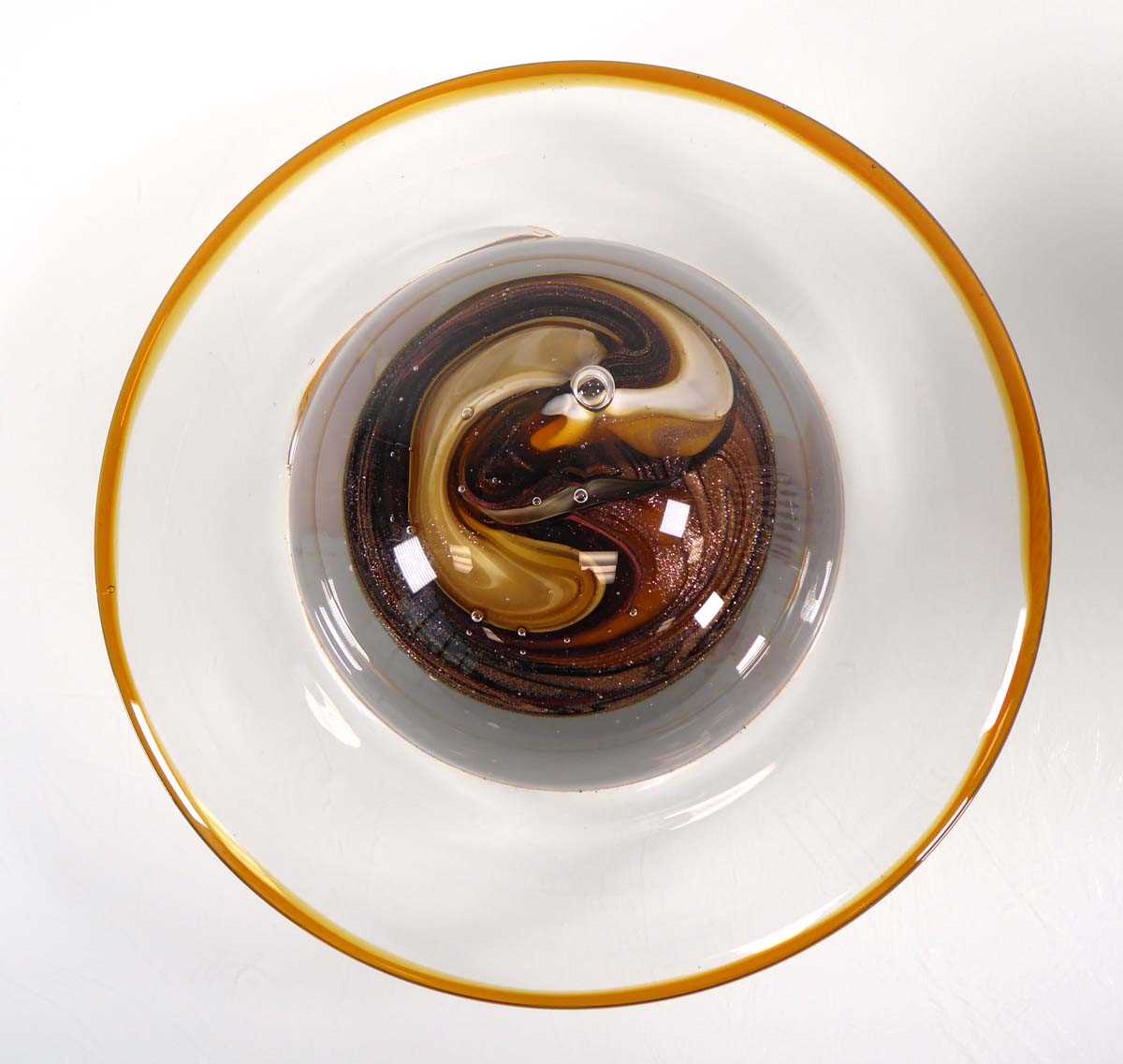 A contemporary art glass celestial paperweight modelled as Saturn, di. 23 cm, together with a - Image 2 of 2