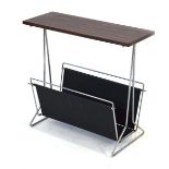 A 1960's faux-rosewood and tubular magazine rack/occasional table, 49 x 19 x 43 cm