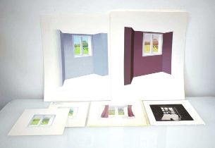 Rita Burns (1928-2022), a group of sixteen silkscreen prints and etchings depicting window scenes (