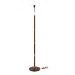 A 1960/70's Danish teak standard floor lamp with brass intersections Lead cut, working order